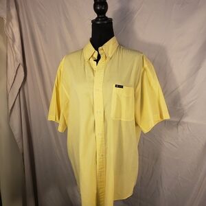 Men's Chaps Yellow Checked Short Sleeve Shirt - L